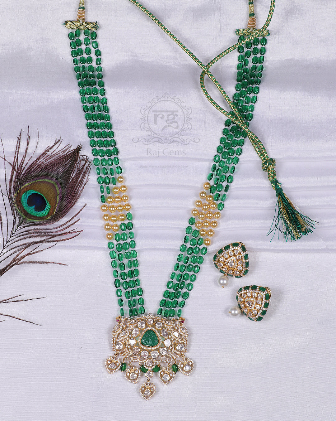 925 Silver Green Gemstone Necklace Jewelry