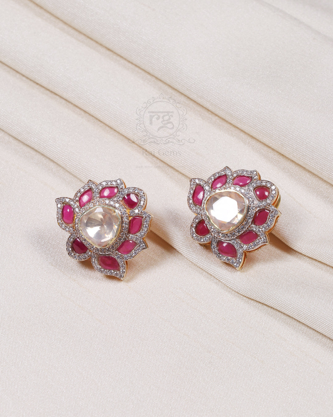 925 Silver Moissanite Pink Gemstone Earring