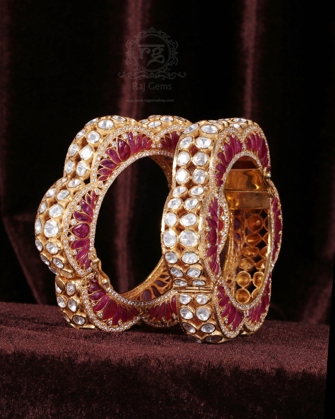 925 Silver Moissanite Pink Bangle