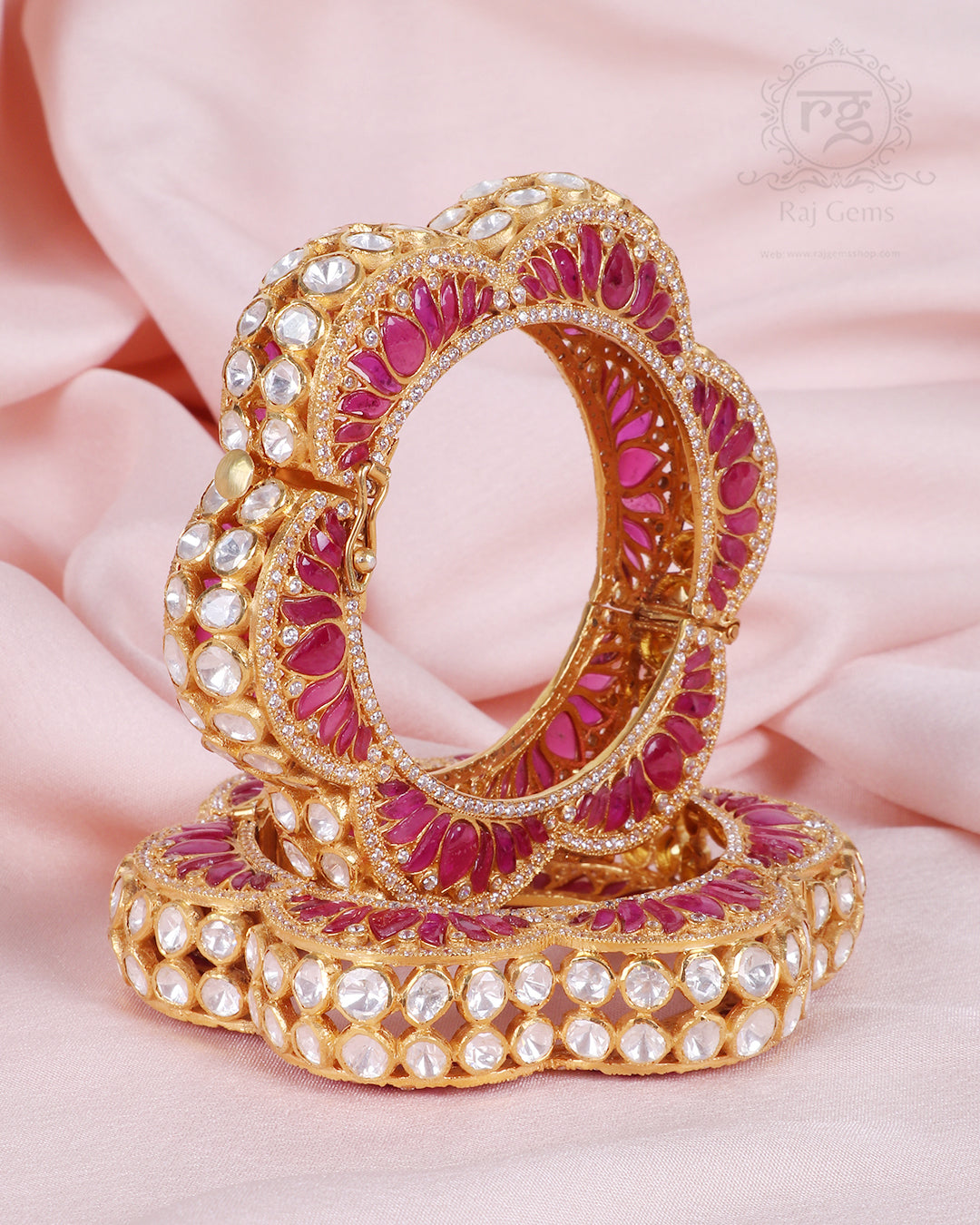 925 Silver Moissanite Pink Bangle