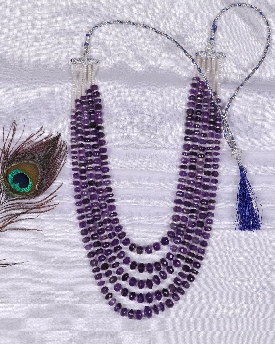 Amethyst And Pearl Gemstone Beads Necklace Jewelry