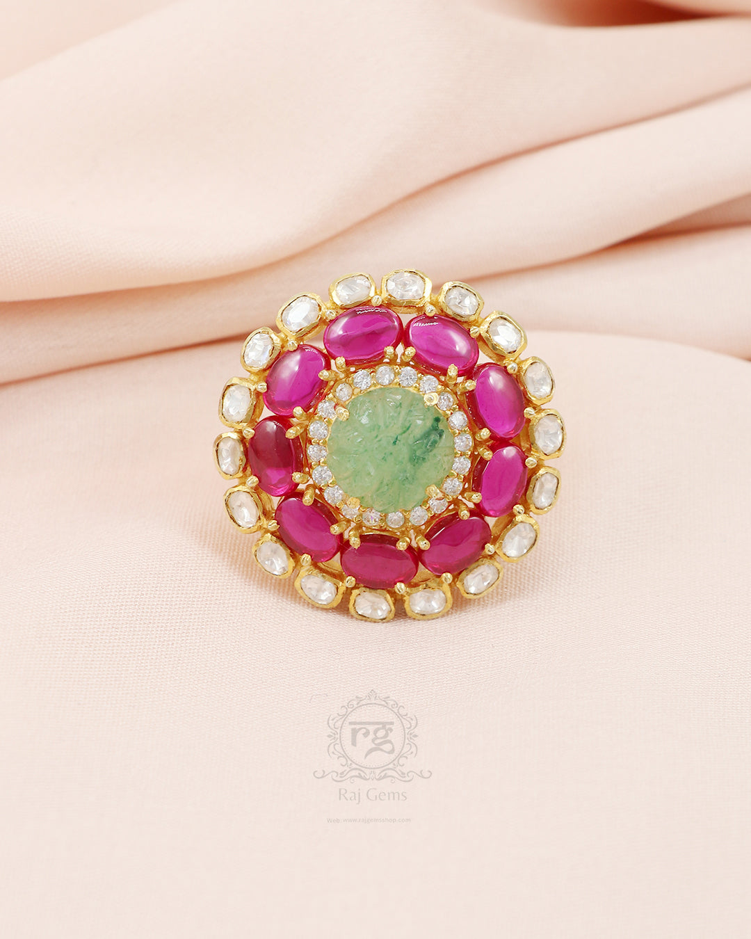 925 silver Moissanite Polki Ring