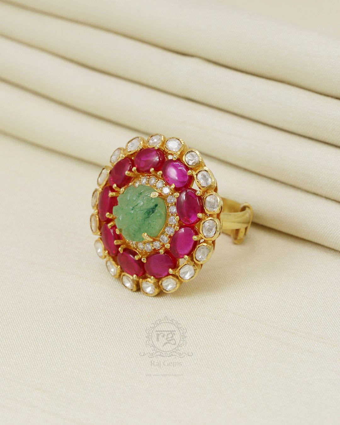 925 silver Moissanite Polki Ring