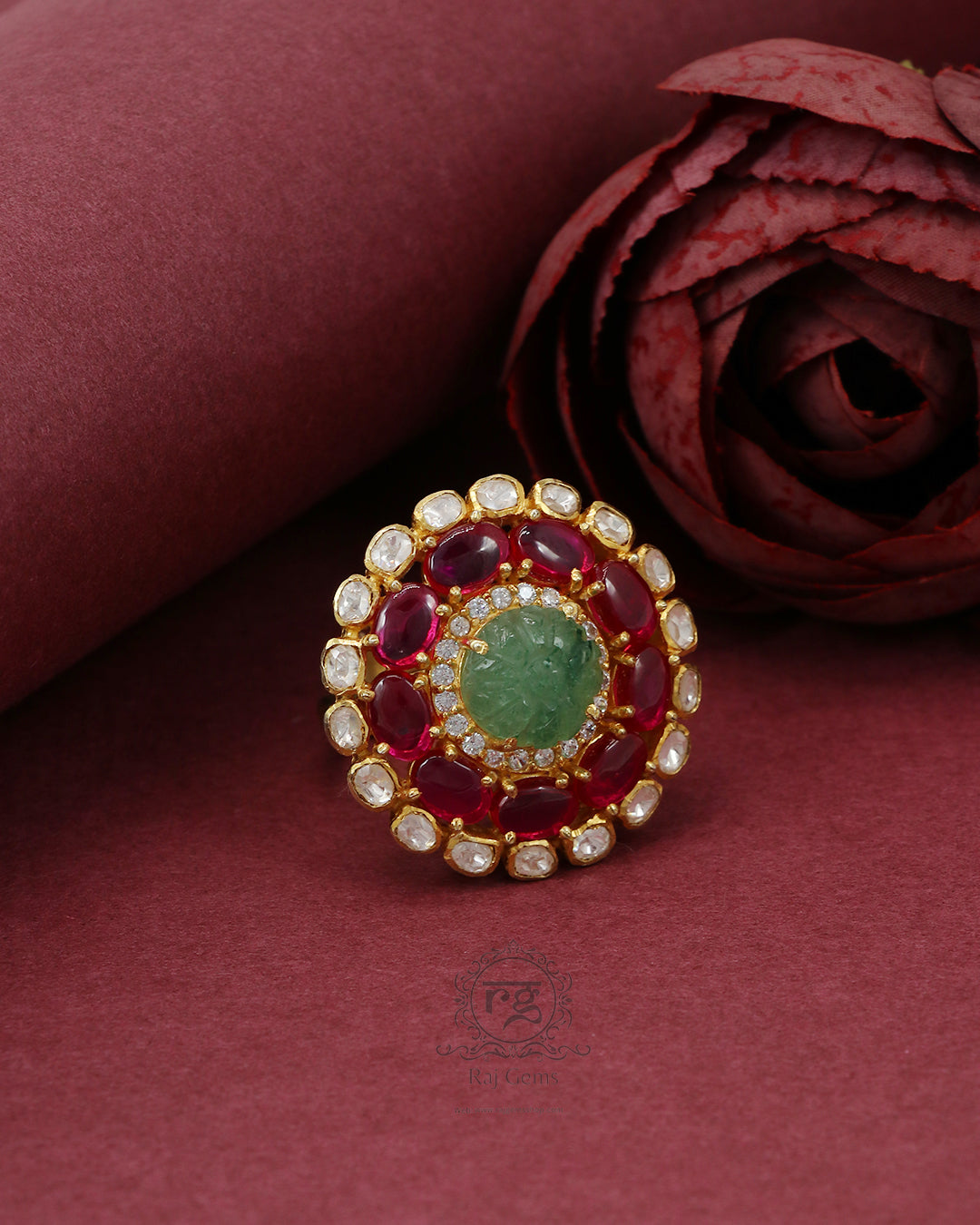 925 silver Moissanite Polki Ring