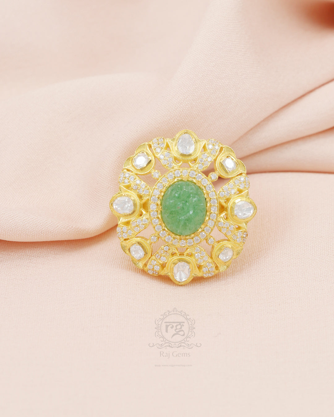 925 silver Moissanite Polki Ring