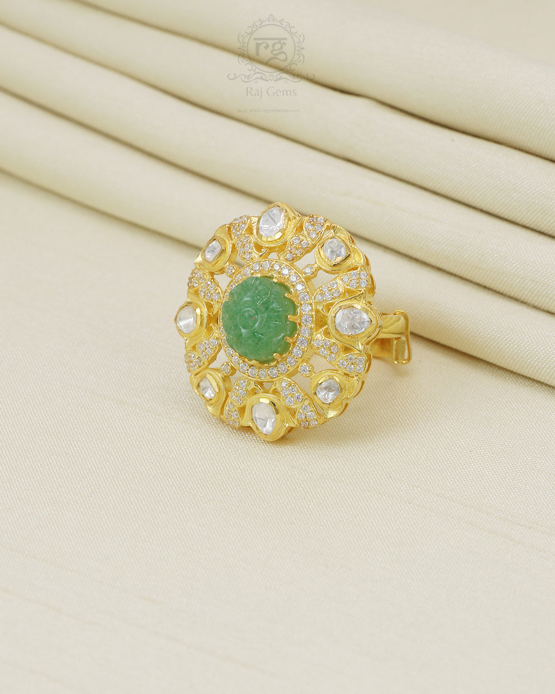 925 silver Moissanite Polki Ring