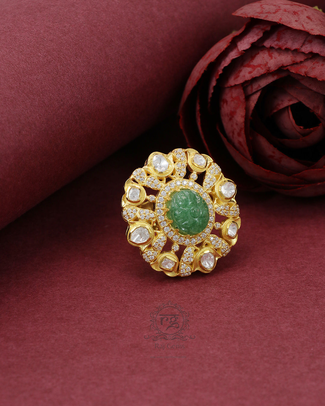 925 silver Moissanite Polki Ring