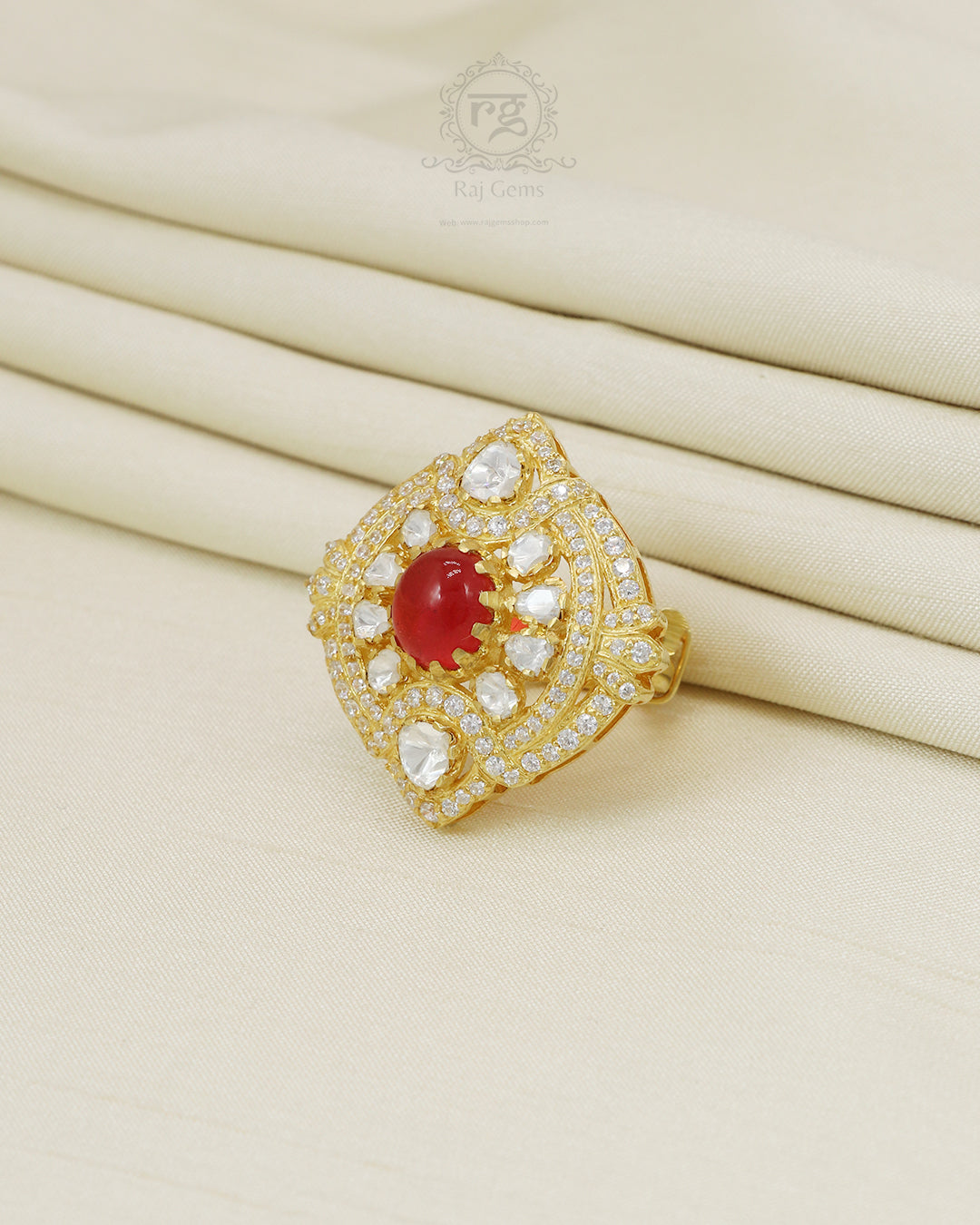 925 silver Moissanite Polki Ring