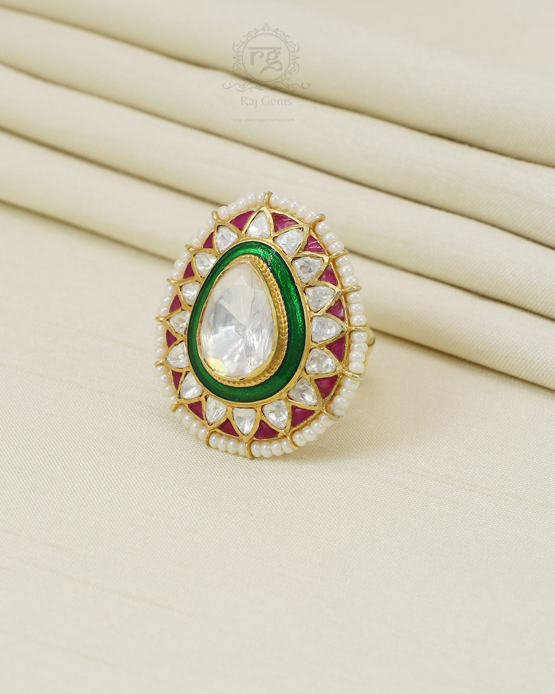 925 silver Moissanite Polki Ring