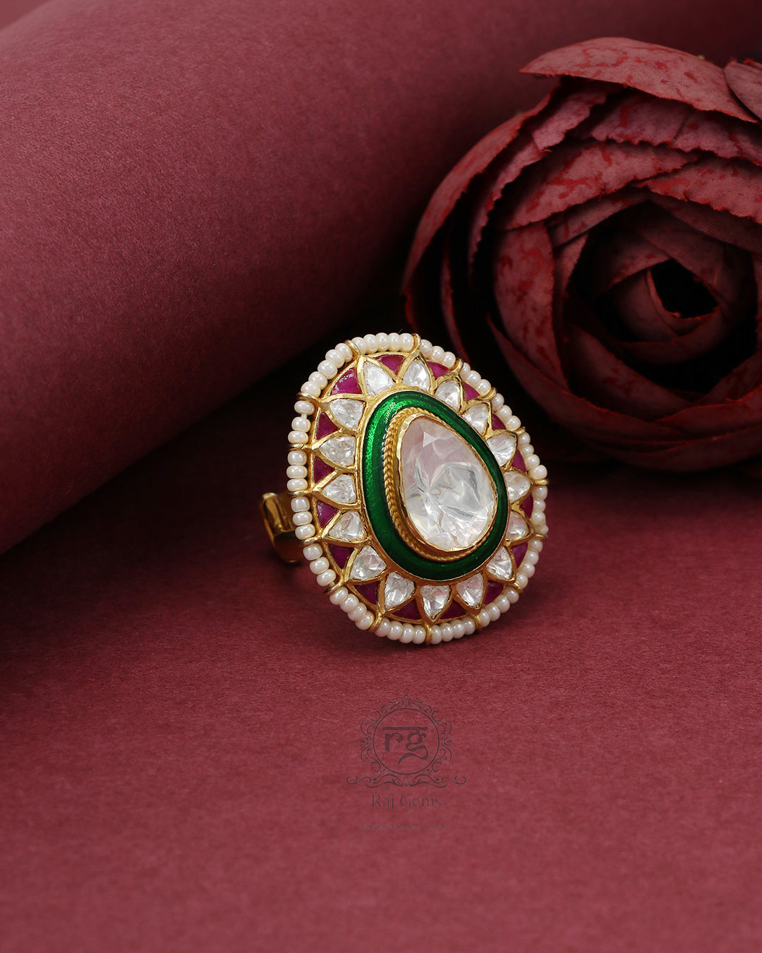 925 silver Moissanite Polki Ring