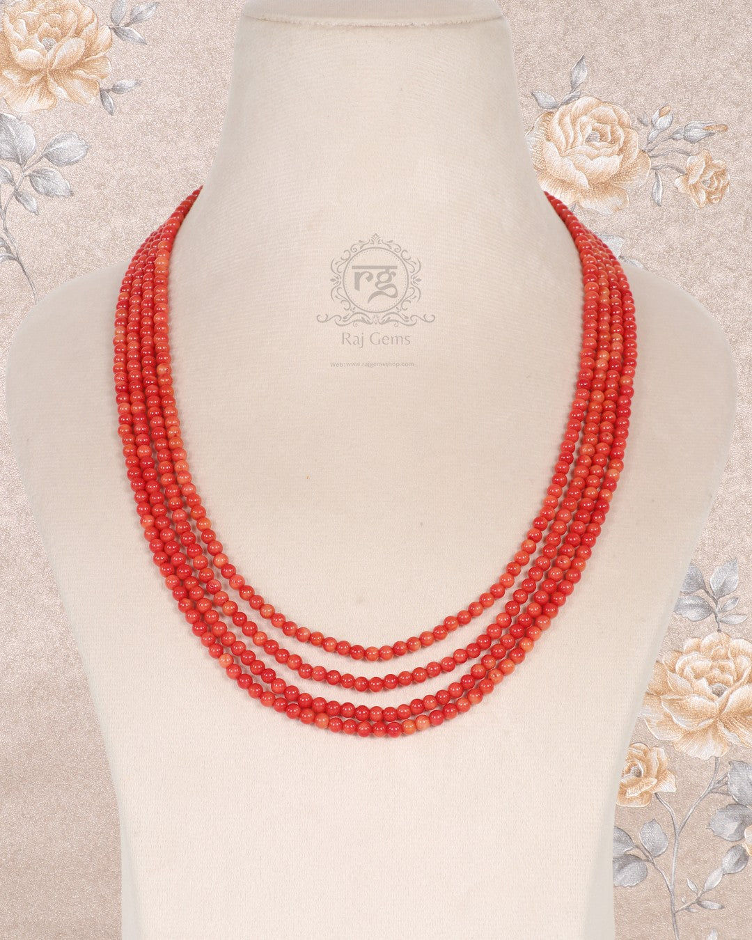 Natural Coral Gemstone Beads Necklace Jewelry