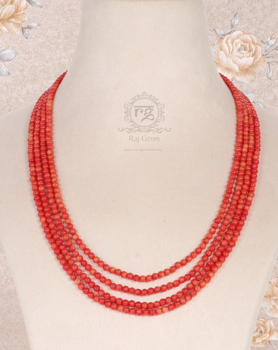 Natural Coral Gemstone Beads Necklace Jewelry
