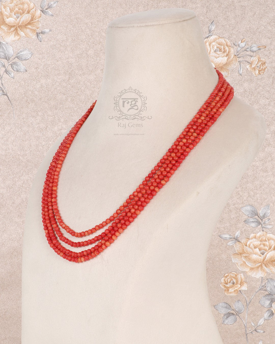 Natural Coral Gemstone Beads Necklace Jewelry