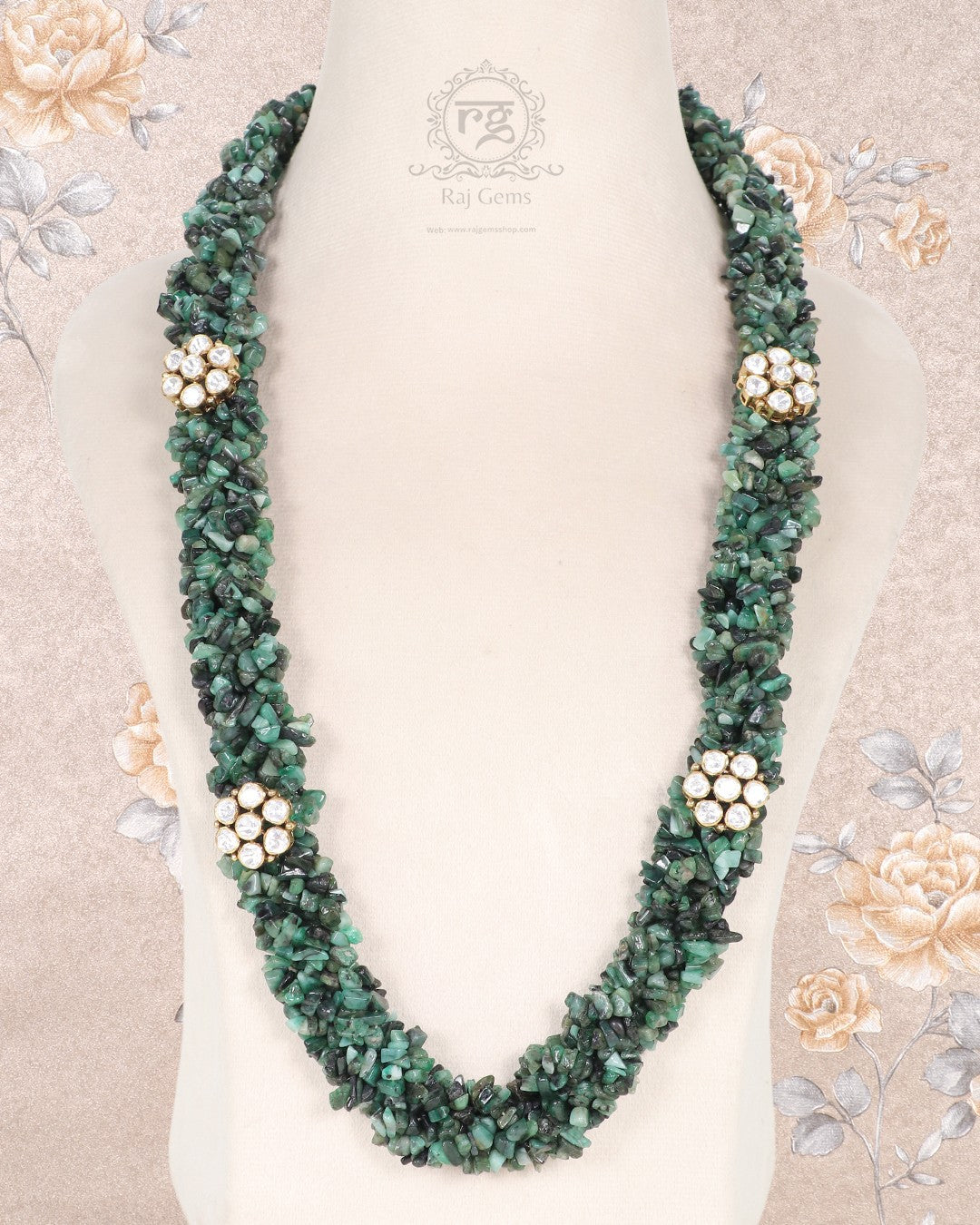 Pure Silver Natural Emerald Gemstone Necklace Jewelry