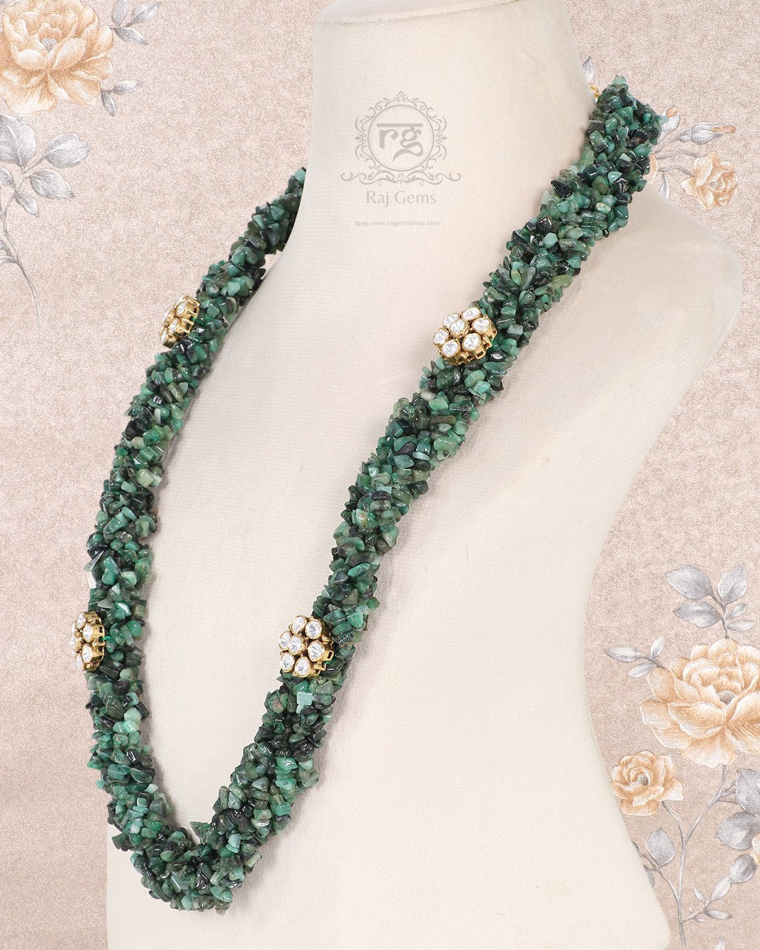 Pure Silver Natural Emerald Gemstone Necklace Jewelry