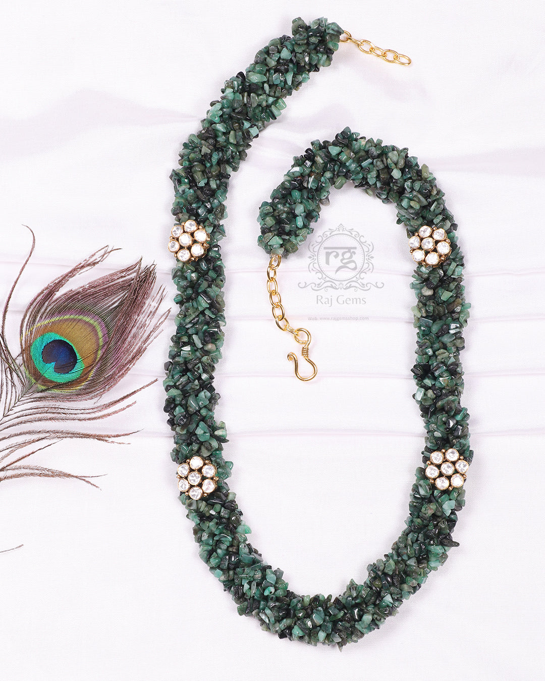 Pure Silver Natural Emerald Gemstone Necklace Jewelry