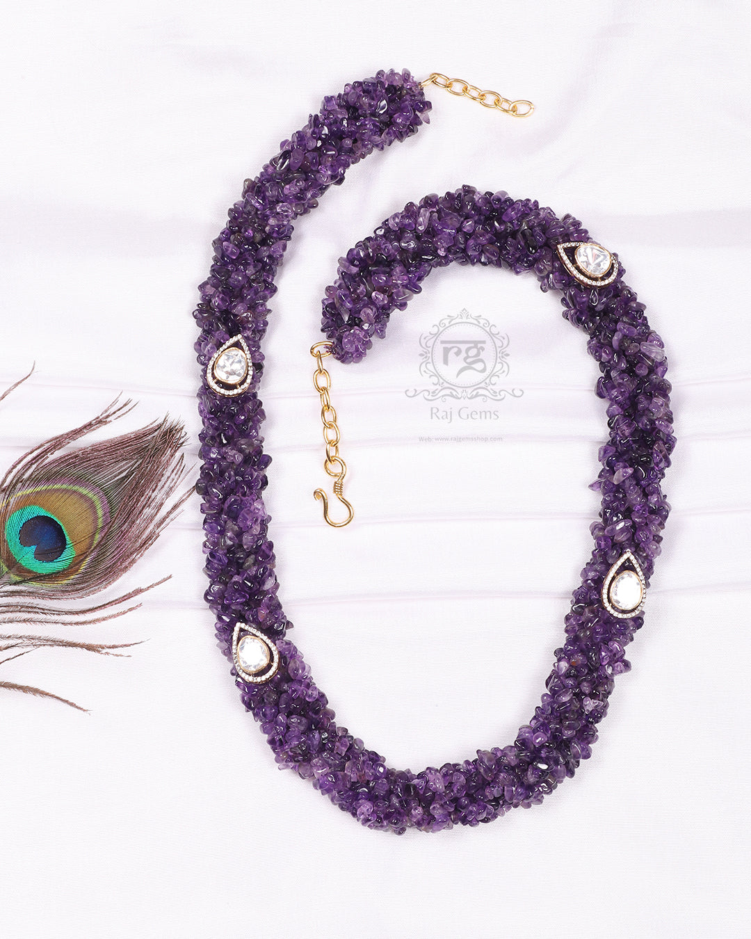 Pure Silver Natural Amethyst Gemstone Necklace Jewelry