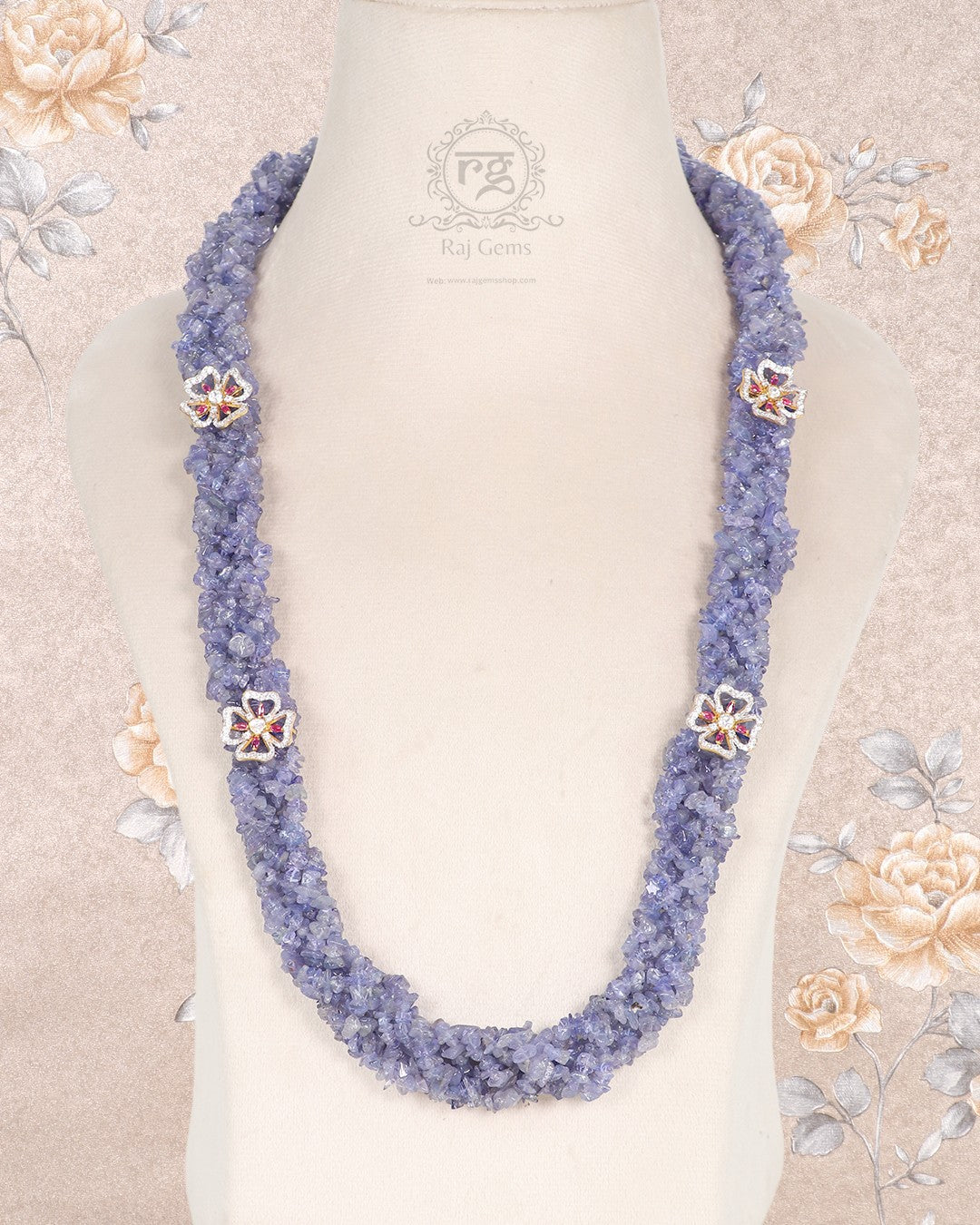 Pure Silver Natural Tanzanite Gemstone Necklace Jewelry
