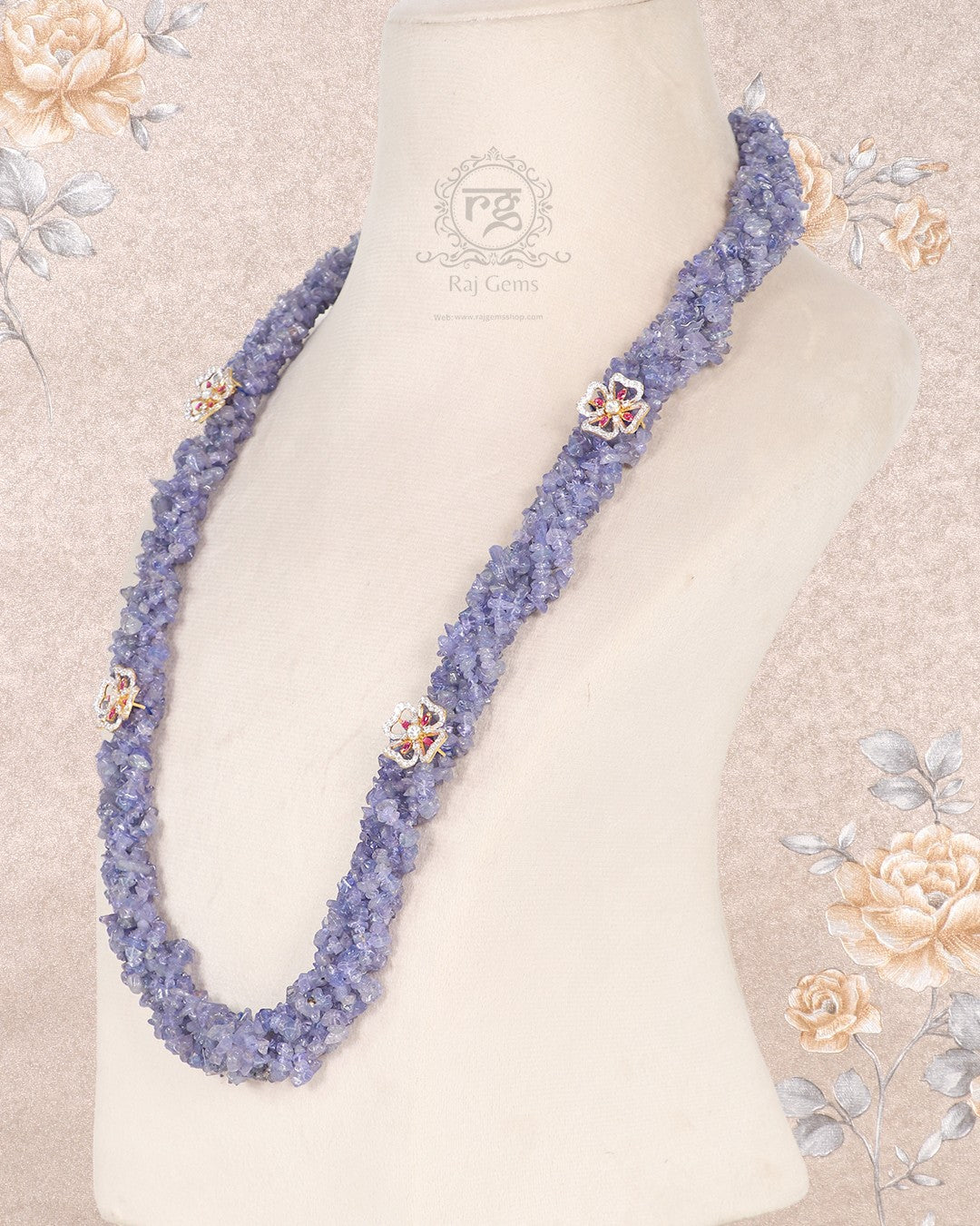 Pure Silver Natural Tanzanite Gemstone Necklace Jewelry