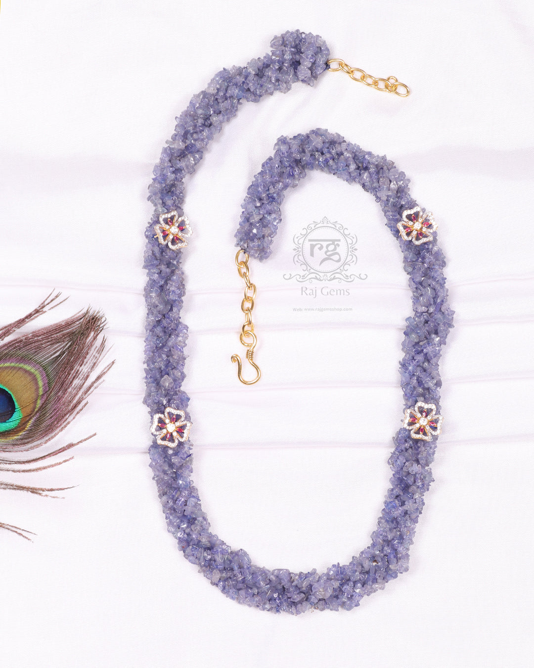 Pure Silver Natural Tanzanite Gemstone Necklace Jewelry