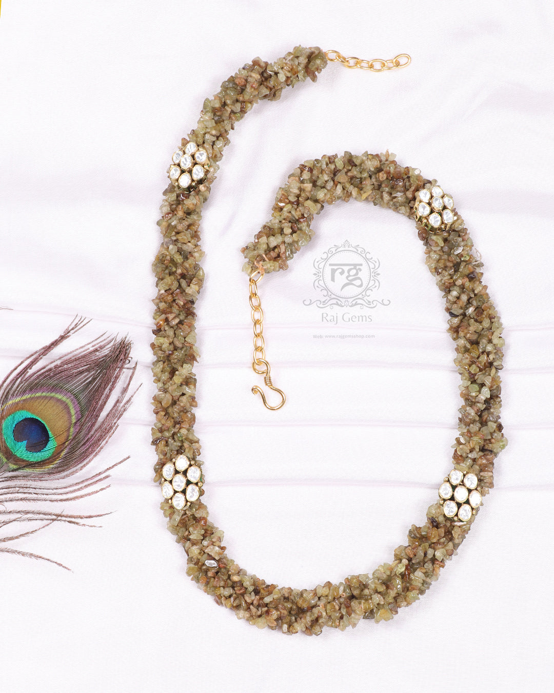 Pure Silver Natural Grossular Garnet Gemstone Necklace Jewelry