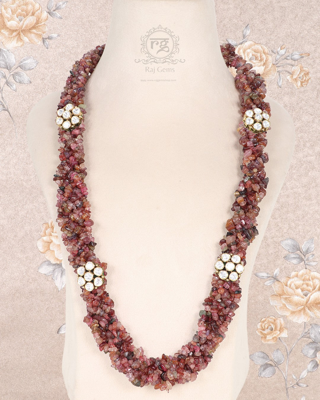 Pure Silver Natural Multi Spinel Gemstone Necklace Jewelry