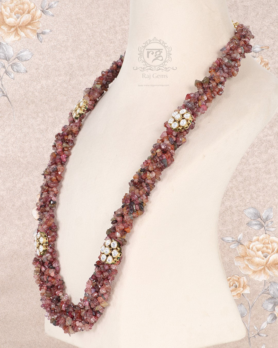 Pure Silver Natural Multi Spinel Gemstone Necklace Jewelry