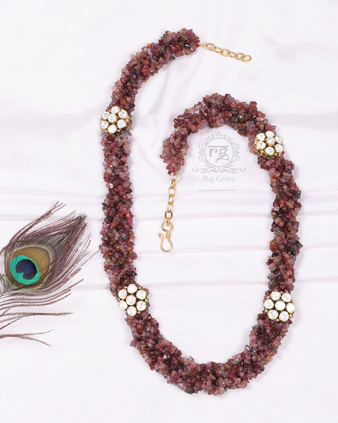 Pure Silver Natural Multi Spinel Gemstone Necklace Jewelry