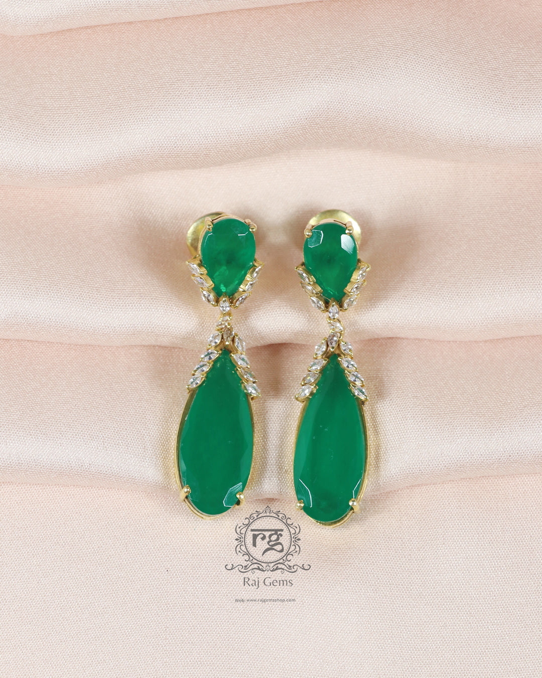 925 Silver Designer Green earrings