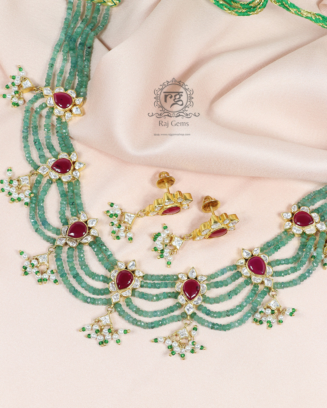 925 silver Natural Emerald Designer Necklace Jewelry