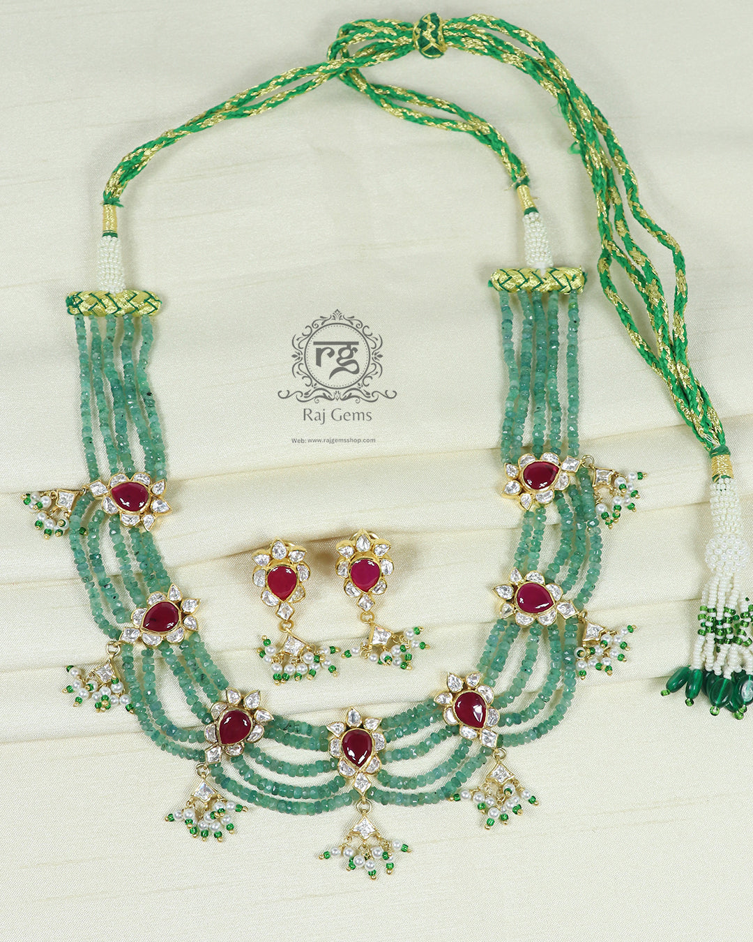 925 silver Natural Emerald Designer Necklace Jewelry