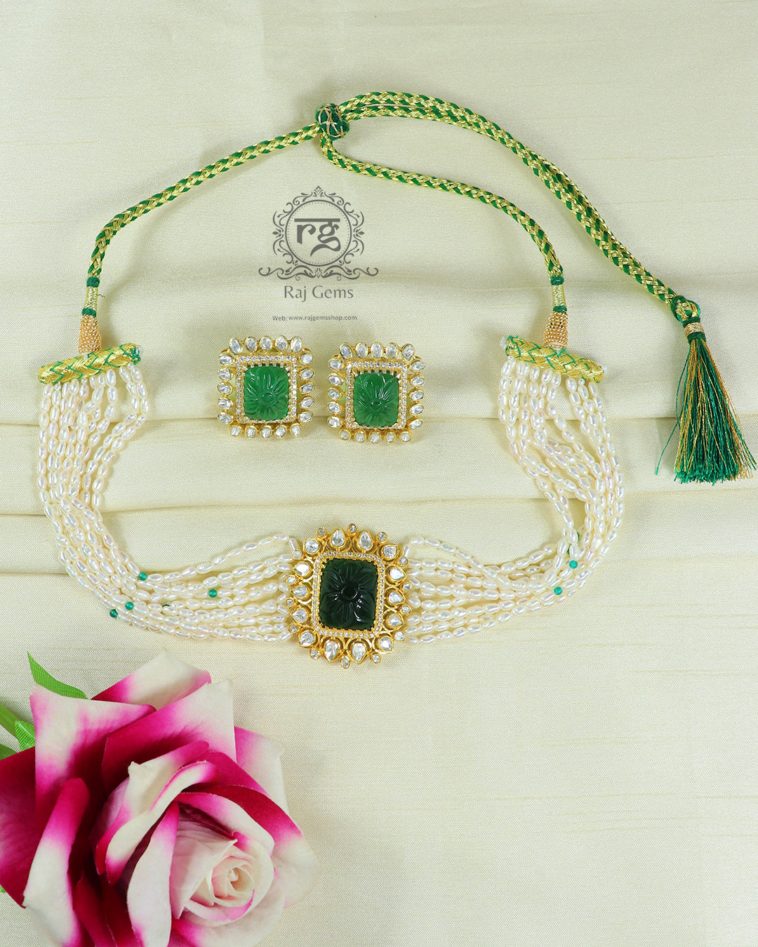 925 Silver Choker Necklace Set with Earring