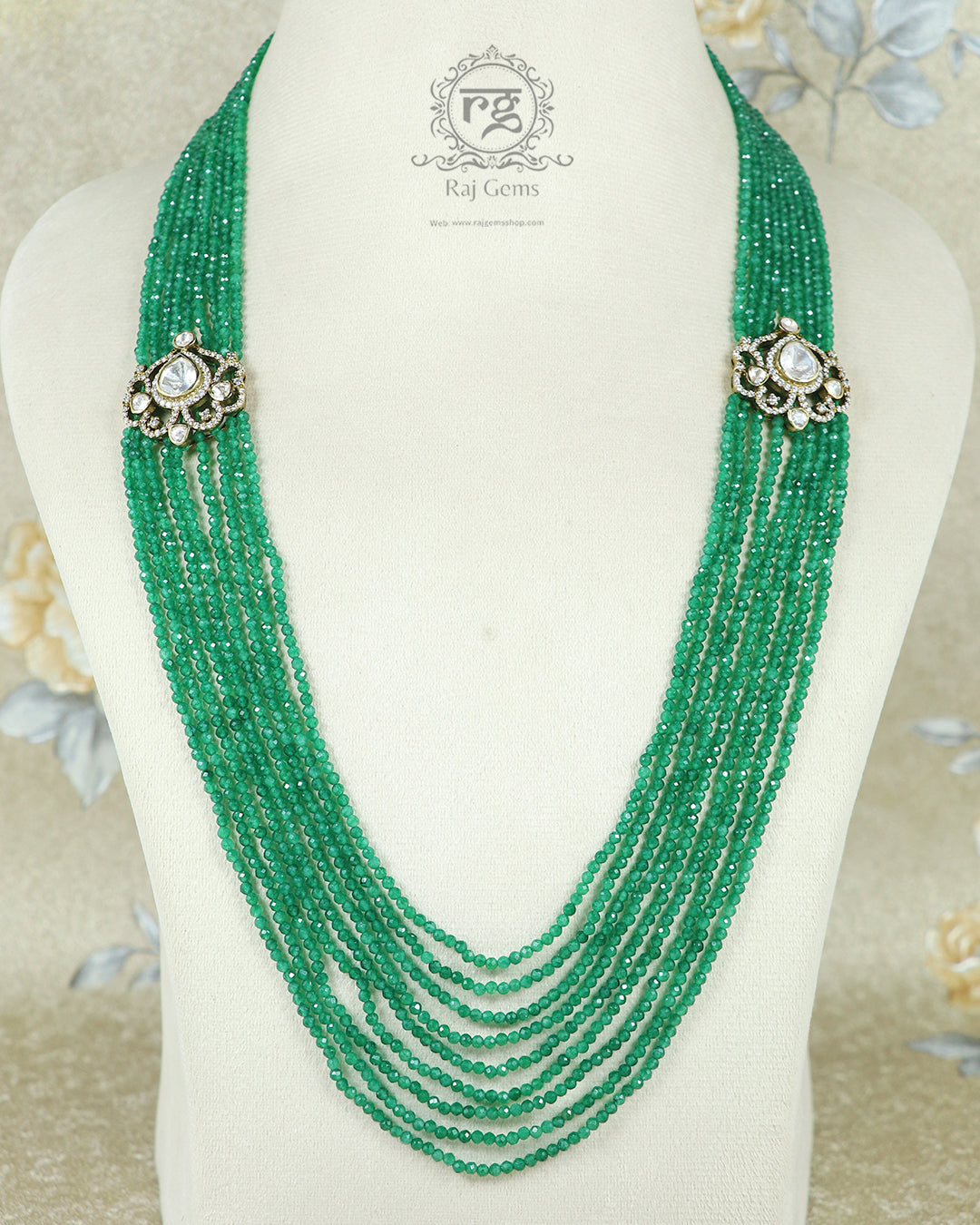 925 Pure Silver Green Designer Necklace Jewelry