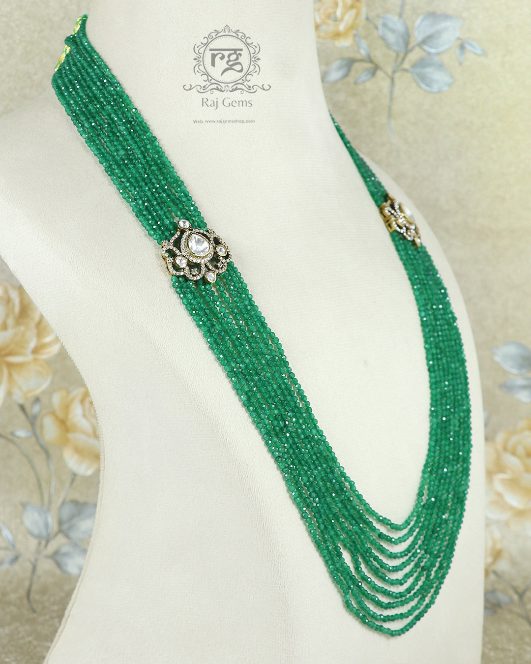 925 Pure Silver Green Designer Necklace Jewelry