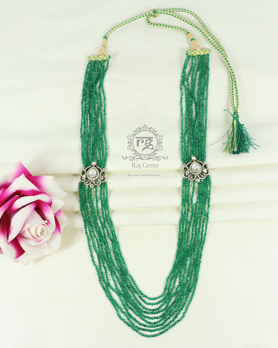 925 Pure Silver Green Designer Necklace Jewelry