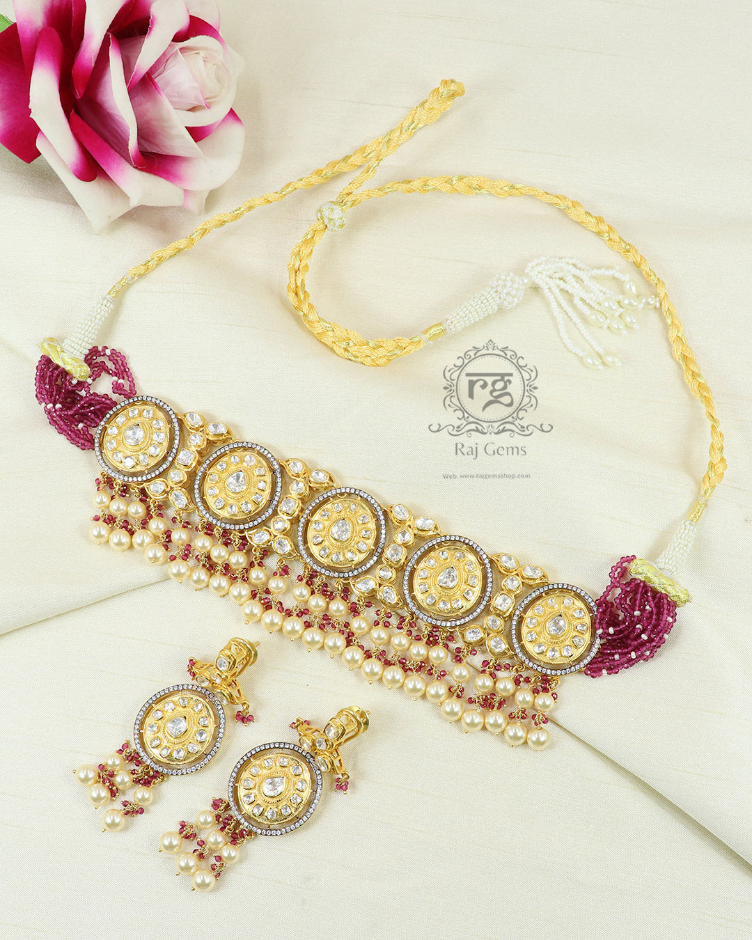 Pure Silver Designer Red Necklace Jewellery