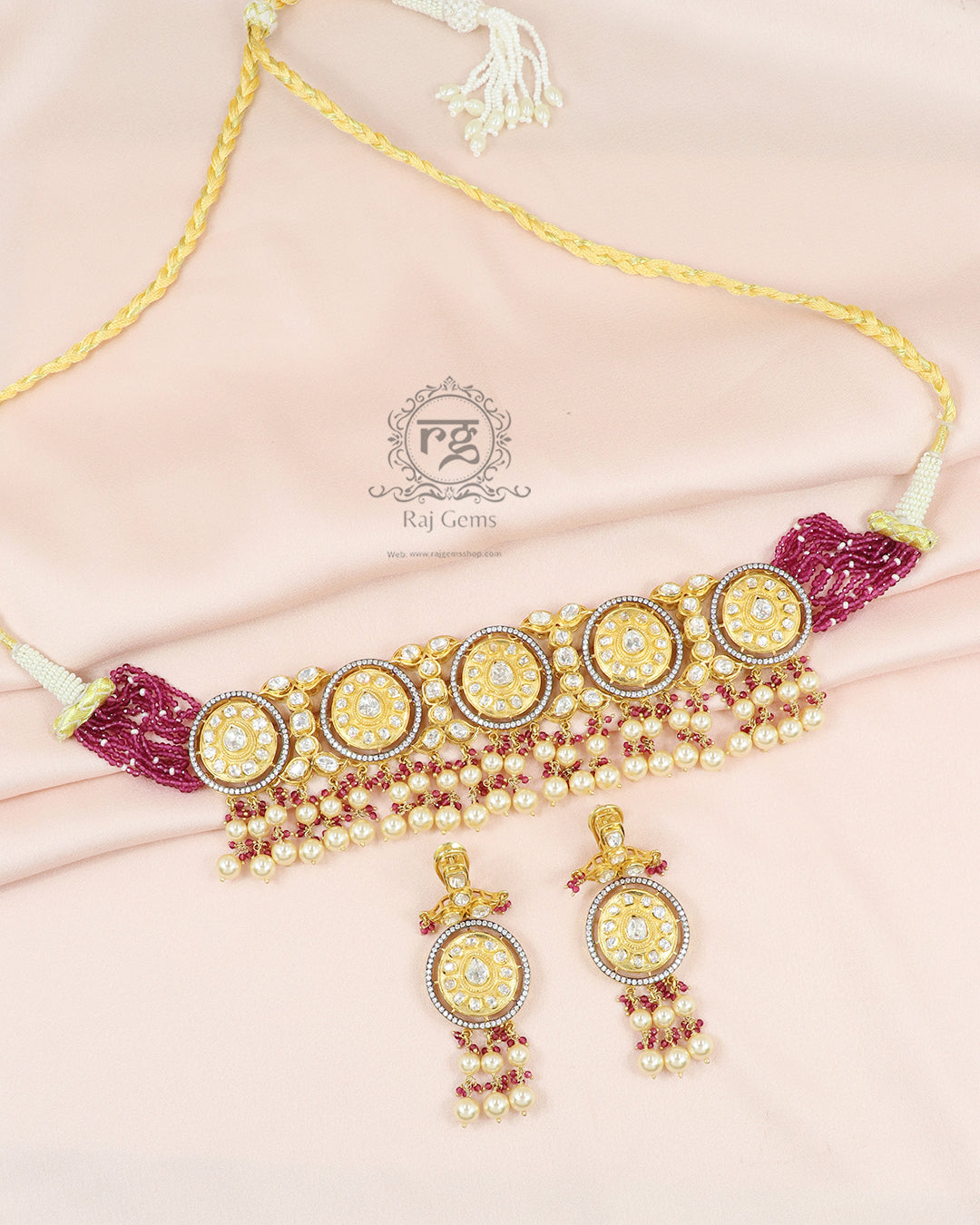 Pure Silver Designer Red Necklace Jewellery