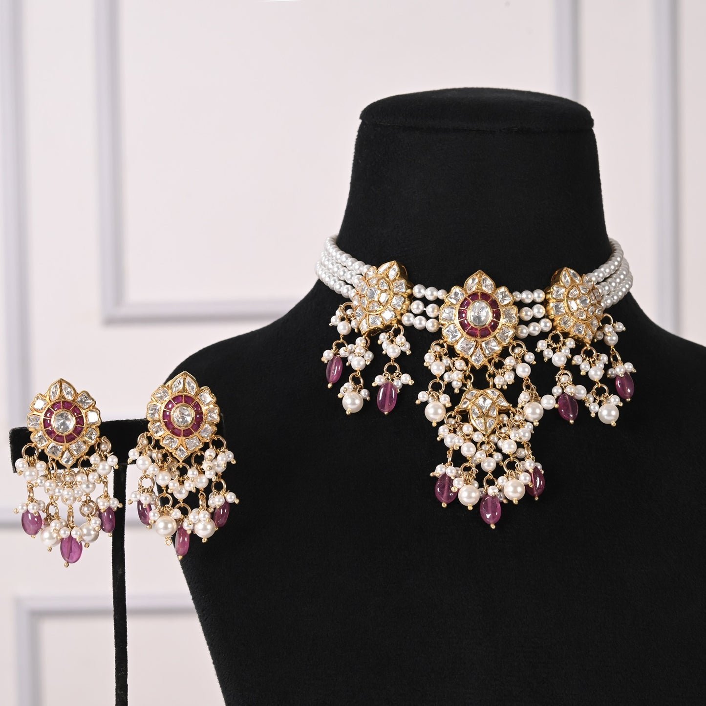 Designer 925 Pure Silver Red Choker Necklace Jewelry