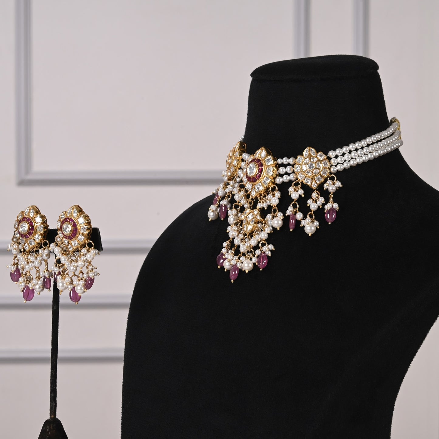 Designer 925 Pure Silver Red Choker Necklace Jewelry