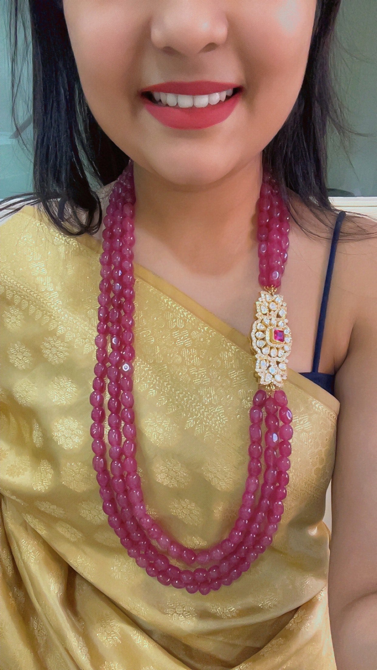 925 Silver Natural Red Quartz Gemstone Beads Necklace Jewelry