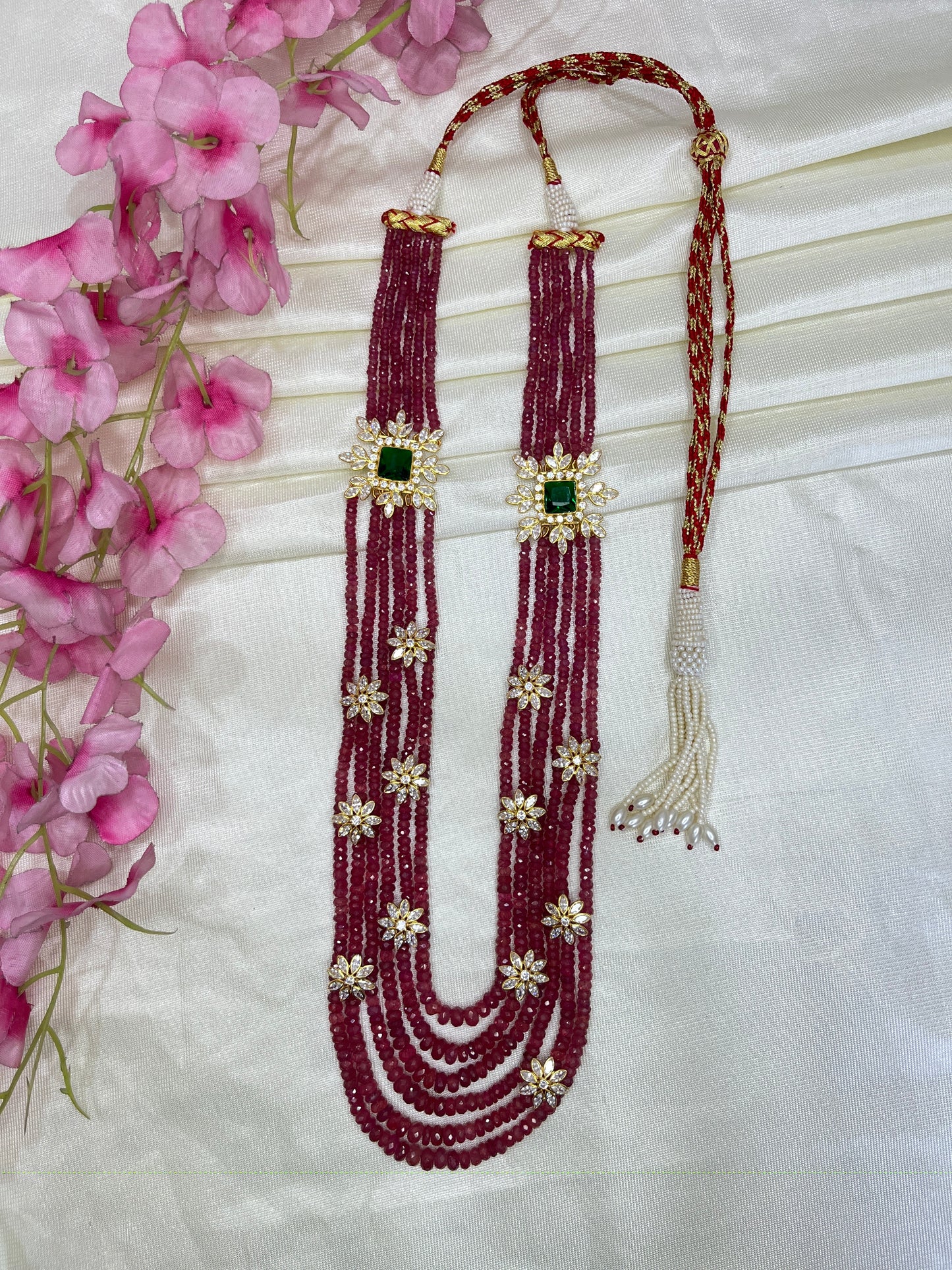 Designer 925 Silver Natural Ruby Gemstone Beads Necklace Jewelry