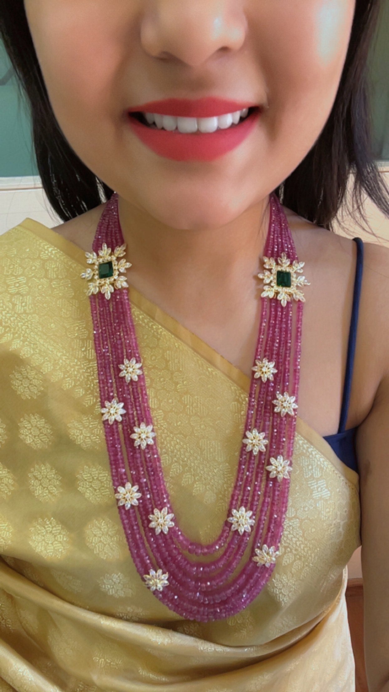 Designer 925 Silver Natural Ruby Gemstone Beads Necklace Jewelry