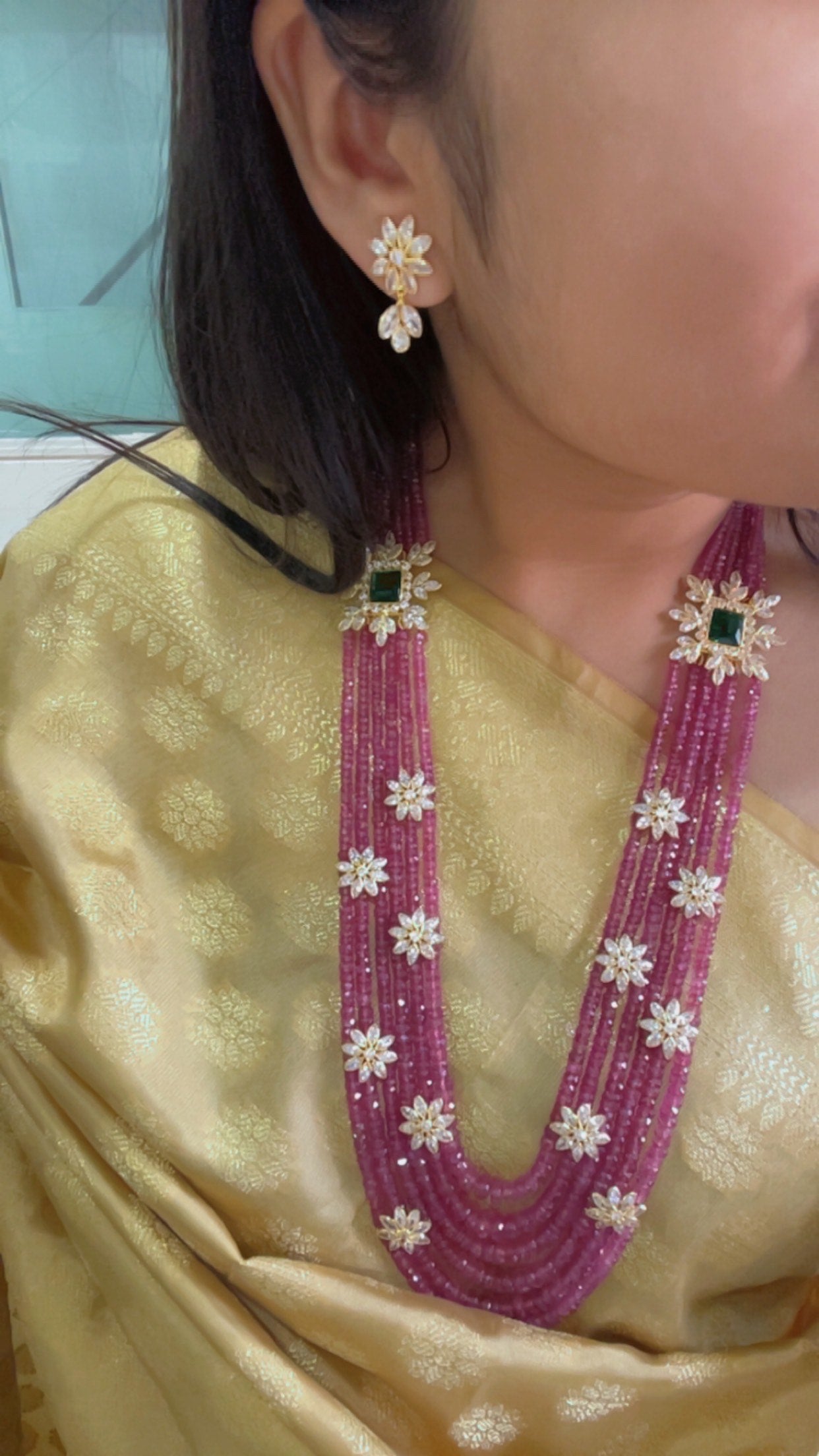 Designer 925 Silver Natural Ruby Gemstone Beads Necklace Jewelry