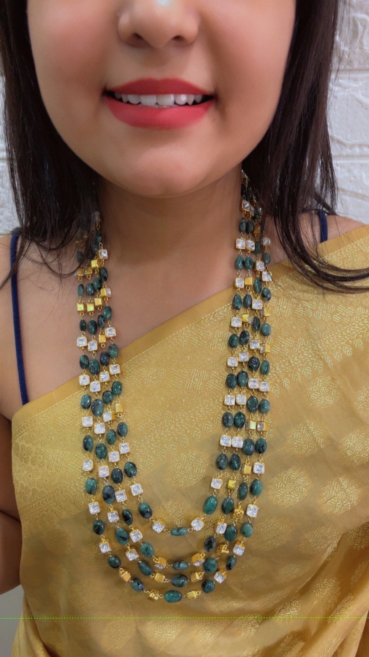 Designer 92.5 Silver & Natural Emerald Necklace Jewelry