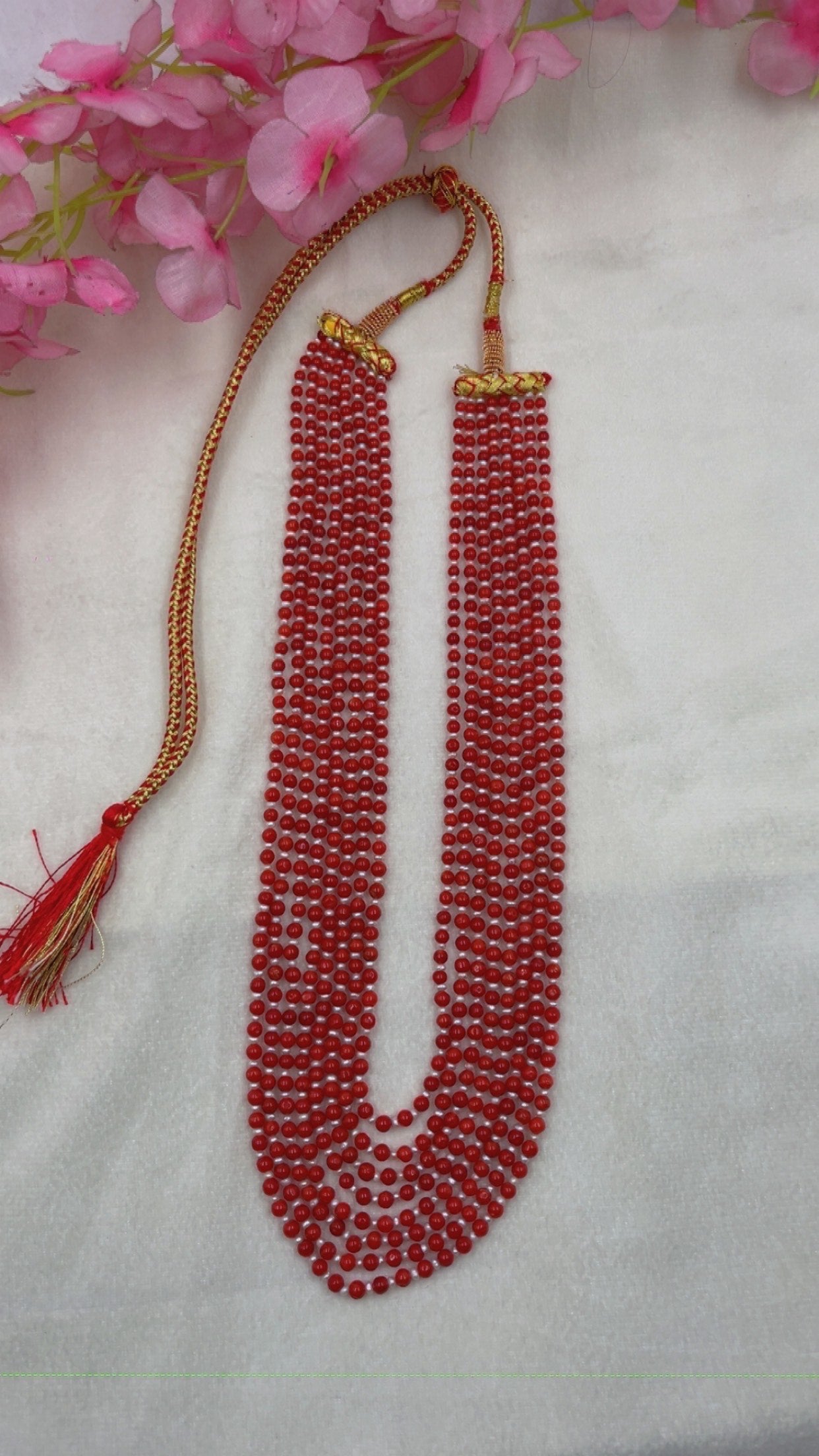 Natural Coral & Fresh Water Pearl Gemstone Beads Necklace Jewelry