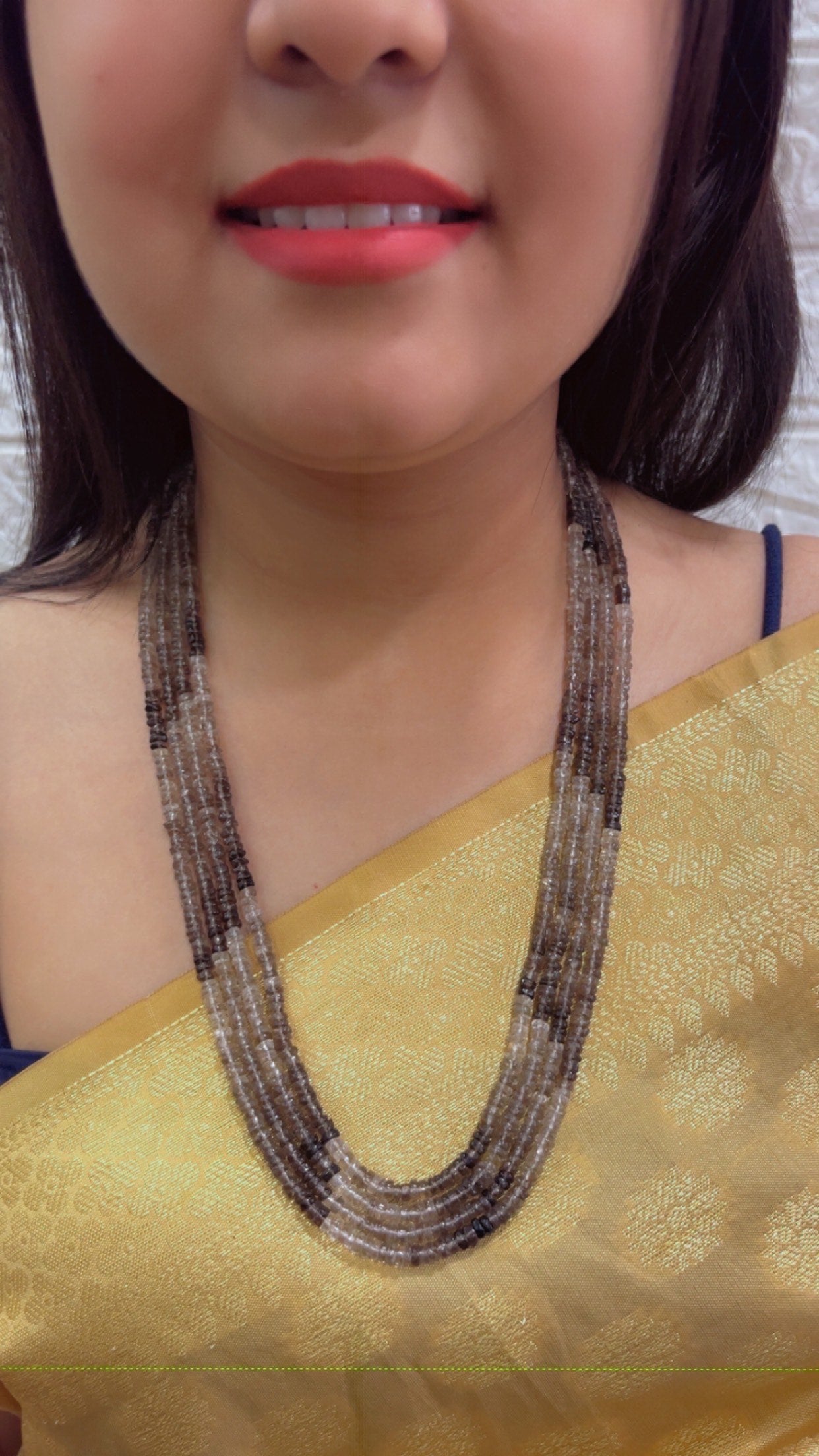 Natural Smoky Gemstone Beads Necklace Jewelry