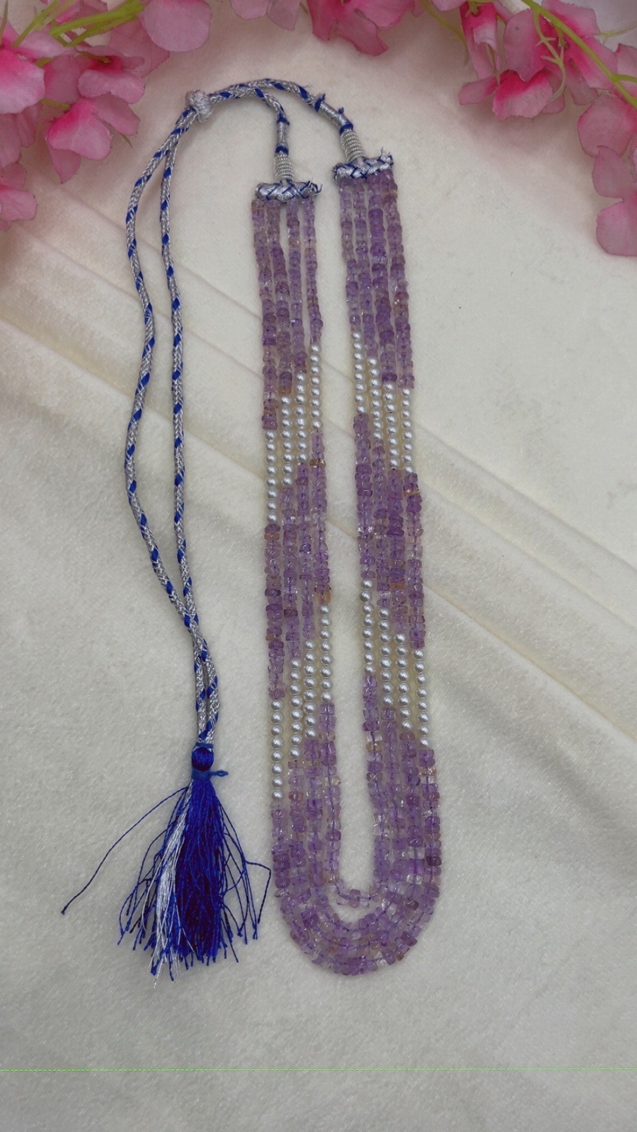 Natural Ametrine & Pearl Gemstone Beads Necklace Jewelry