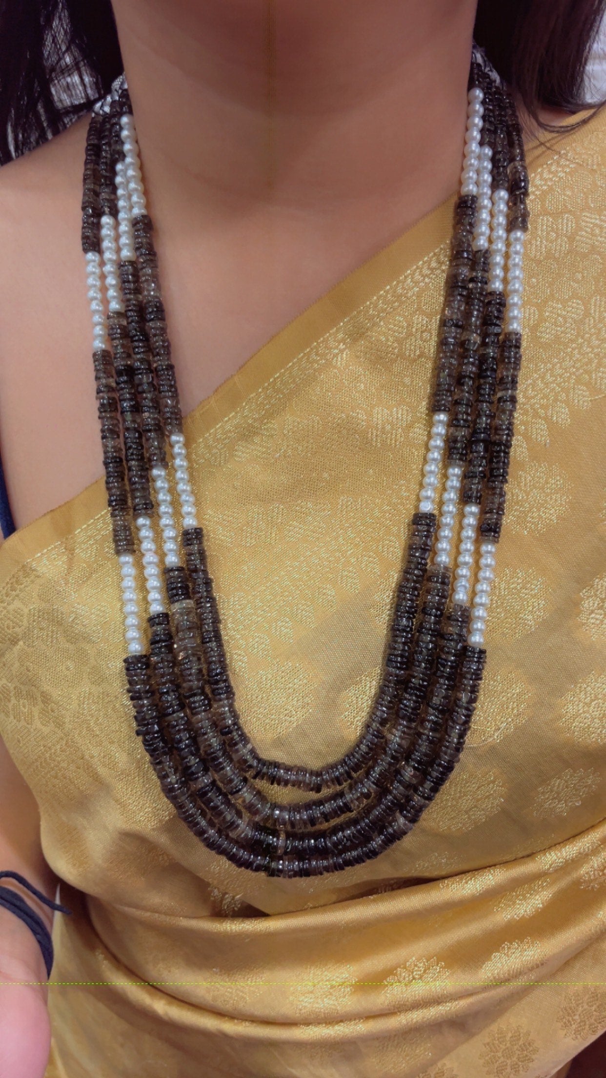 Natural Smoky Quartz & Pearl Gemstone Beads Necklace Jewelry QCMORE