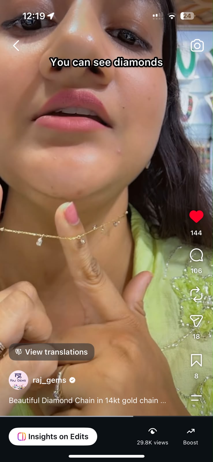 Reserve for Anupa 2 Diamond gold chain