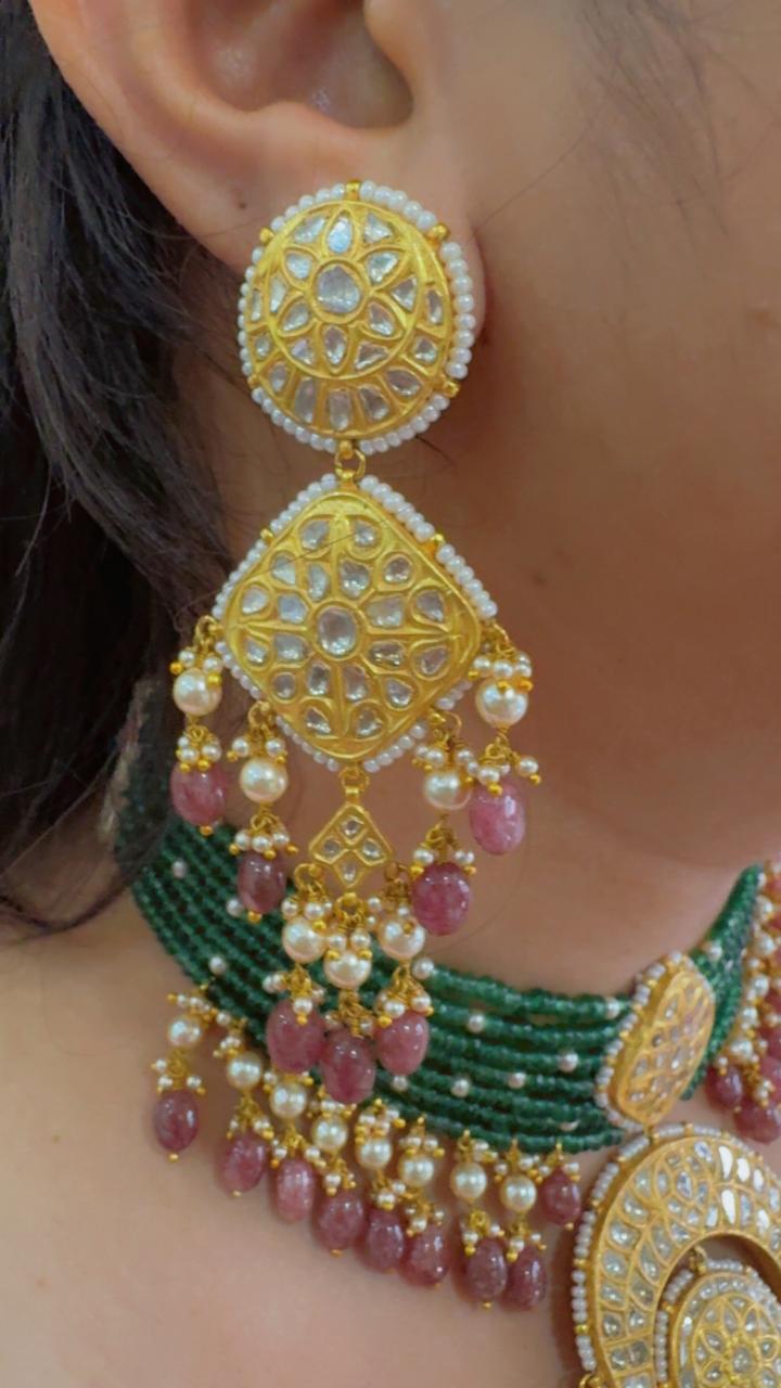 Designer 22kt Gold Hallmarked Jewellery Diamond Polki Necklace
